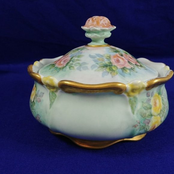 Porcelain Bowl with Lid Gold Trim Hallmarked Bavaria Germany - Picture 12 of 12